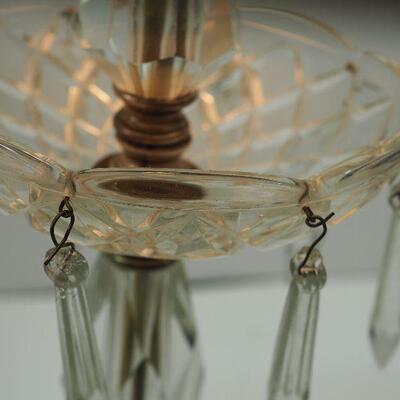 lot 68 cut crystal lamp with marble base and hung crystals