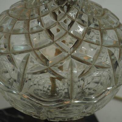 lot 68 cut crystal lamp with marble base and hung crystals