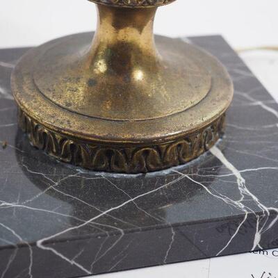 lot 68 cut crystal lamp with marble base and hung crystals