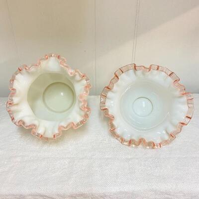 Pair of Fenton Rose Crest Vase / Bowl