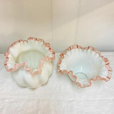 Pair of Fenton Rose Crest Vase / Bowl