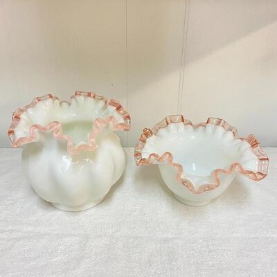 Pair of Fenton Rose Crest Vase / Bowl