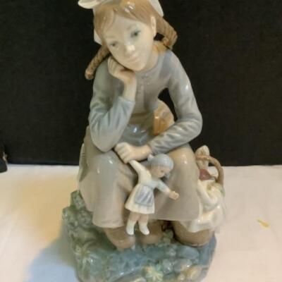 2012 Lladro Porcelain Girl with Doll Figurine