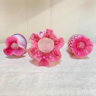 Fenton Cranberry Hobnail Mini Vase Trio