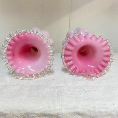 Pair of Fenton Peach Crest Vases