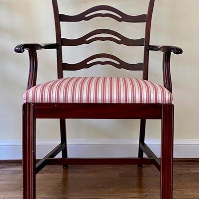 Pair Vintage Chippendale Ribbon Back Arm Chairs by St. Timothy North Carolina