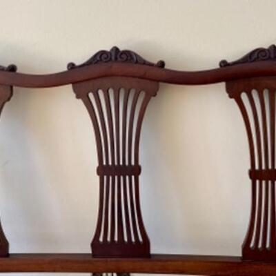 Edwardian Love Seat Settee Bench w Triple Sheaf of Wheat Back 