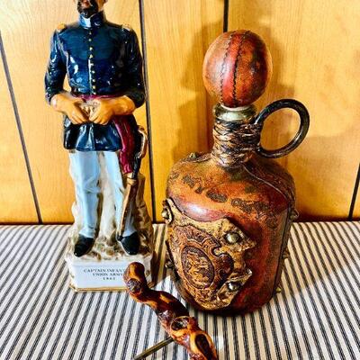 LOT 258  VINTAGE DECANTERS & CORKSCREW