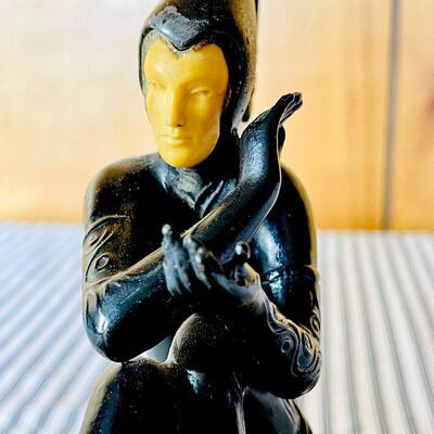 LOT 263  ART DECO BLACK MARBLE PIXIE GIRL READER SINGLE BOOK END BY J B HIRSH C1930 