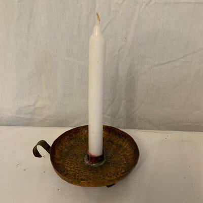 Lot 46 - Handmade Copper Light and Candle Holders 
