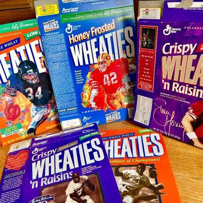 LOT 272  10 VINTAGE WHEATIES CEREAL BOXES SPORTS FIGURES LeRoy Neiman 