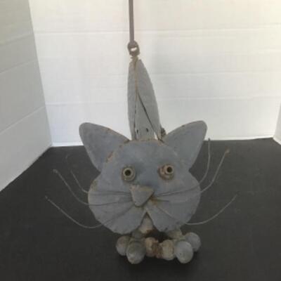 O - 1202  Scrap Metal Cat Sculpture 