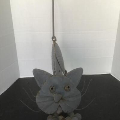 O - 1202  Scrap Metal Cat Sculpture 