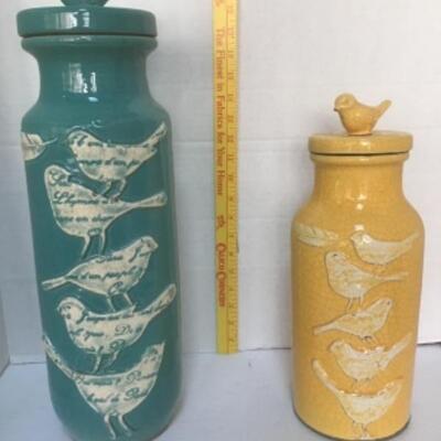 O - 1207. Pair of Pottery Jars with Lids 