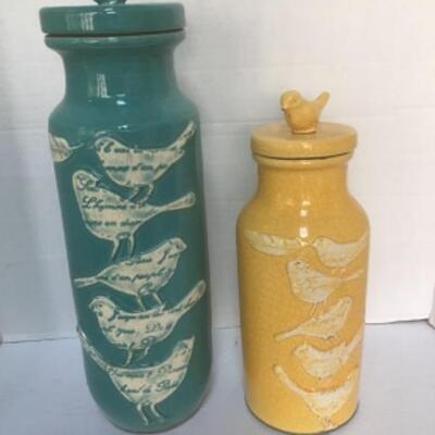 O - 1207. Pair of Pottery Jars with Lids 