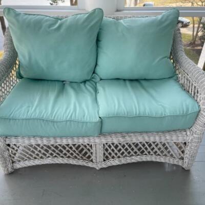 P329 Wicker Love Seat  with Cushions 