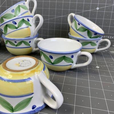 #21 Caleca Italian Pottery- Green/Yellow/Blue Set