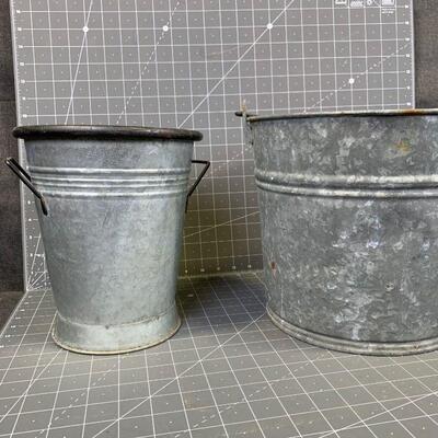#40 Vintage French Flower Bucket & Pail