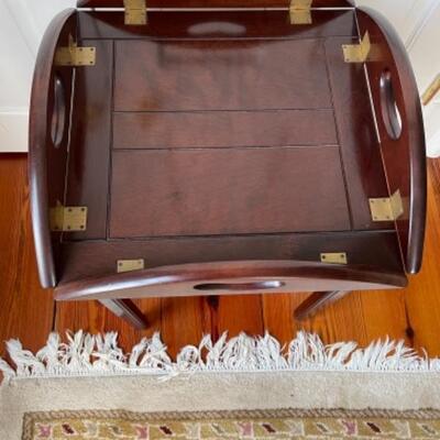 F338 Square Mahogany Butlers Table with Removable Top 