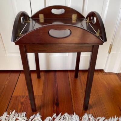 F338 Square Mahogany Butlers Table with Removable Top 