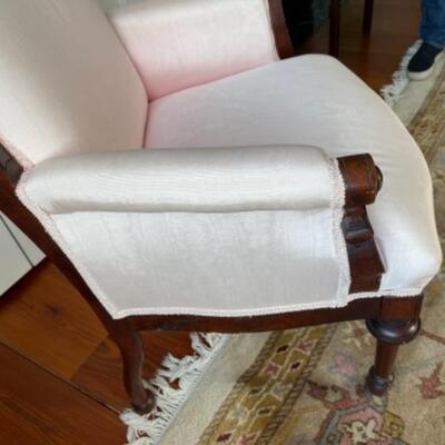F339 Antique Victorian Eastlake Upholstered Pink Chair 