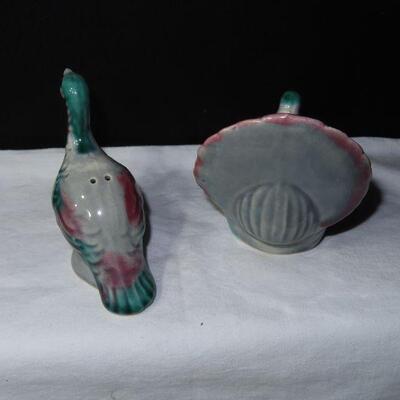 Salt and Pepper Shaker with milk glass trays