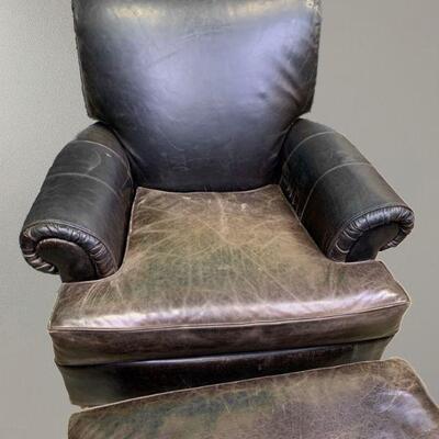 #5 Ethan Allen Leather Sofa Chair & Ottoman