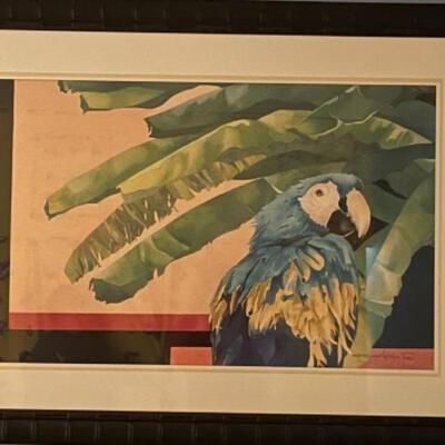 G380 Signed and Numbered Lithograph Parrot and Palm Tree 