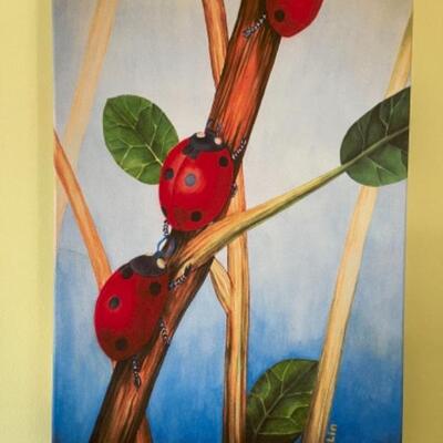 G405 Signed and Numbered Lady Bug Art by Charlotte Nicolin 