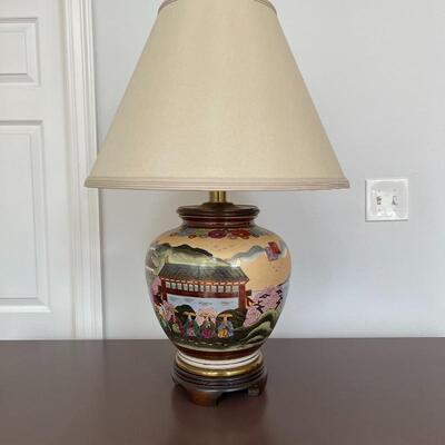Scenic Ginger Jar Asian Lamp