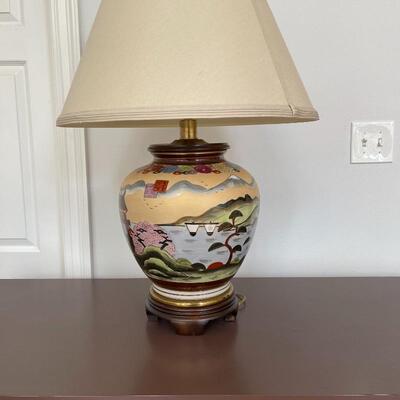 Scenic Ginger Jar Asian Lamp