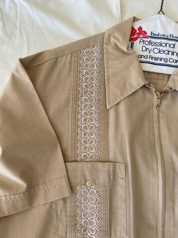 Vintage Genuine Haband Guayabera Zip Front Men's Shirt Size XL