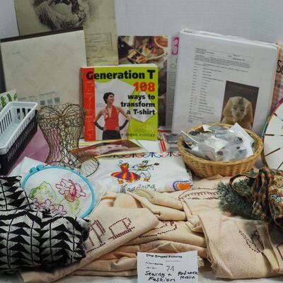 Lot 74  Vintage Red work on Muslin feed sacks