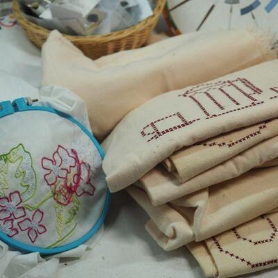 Lot 74  Vintage Red work on Muslin feed sacks