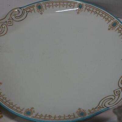 Lot 80 Victorian jewelry box, Tiffany perfume bottle, Milk Glass, Blue and white ceramics