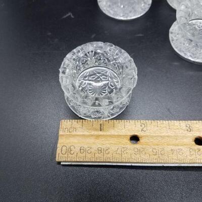 Antique set of 6 US Glass Daisy Button Open Salt Cellars EAPG