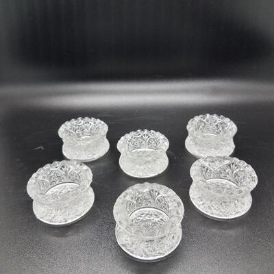 Antique set of 6 US Glass Daisy Button Open Salt Cellars EAPG