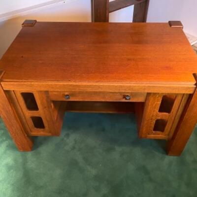 Antique c. `1910 Genuine Craftsman Mission Desk w Side Bookshelves 