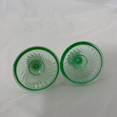 .152. VINTAGE | Green Depression Swirl | Candlesticks