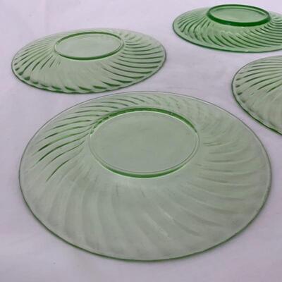 .159. VINTAGE | Anchor Hocking | Green Depression | 7 Plates Saucers