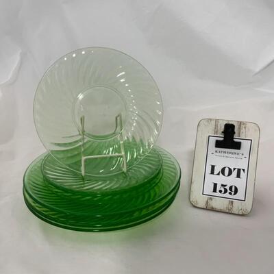 .159. VINTAGE | Anchor Hocking | Green Depression | 7 Plates Saucers