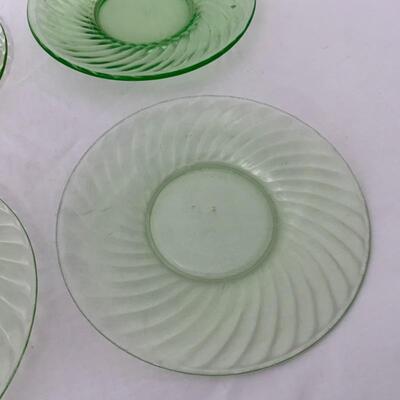 .159. VINTAGE | Anchor Hocking | Green Depression | 7 Plates Saucers
