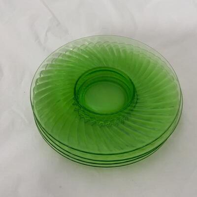.160. VINTAGE | Anchor Hocking | Green Swirl | 10â€ Dinner Plates