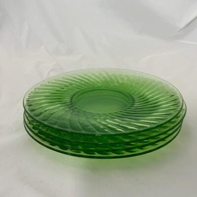 .160. VINTAGE | Anchor Hocking | Green Swirl | 10â€ Dinner Plates