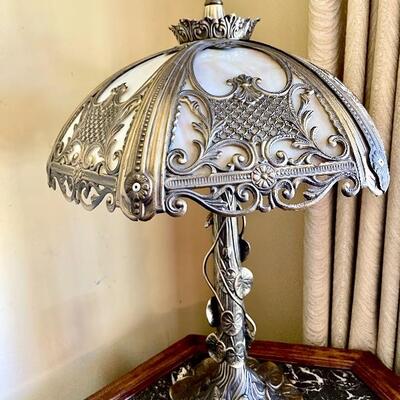LOT 281. TIFFANY STLE REPRODUCTION LAMP GLASS PANEL SHADE