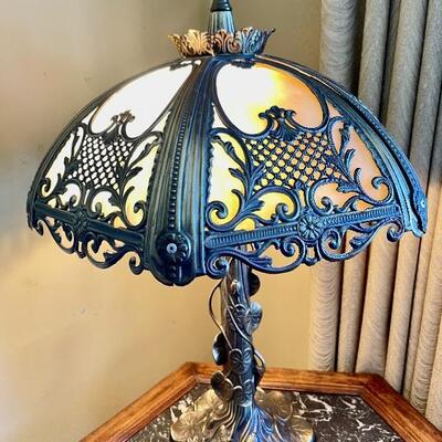 LOT 281. TIFFANY STLE REPRODUCTION LAMP GLASS PANEL SHADE
