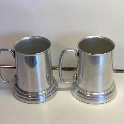 Vintage aluminum Schlitz Beer mugs with glass bottom