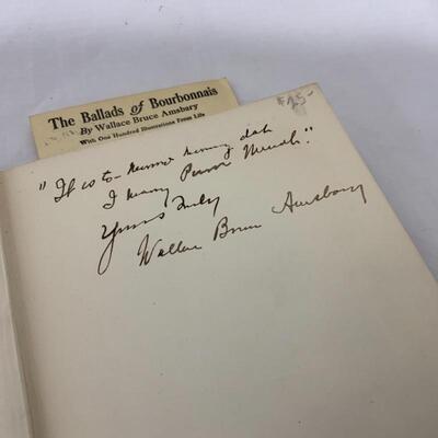 .177.  1904 | Autographed Copy | Ballads of Bourbonnais | Amsbary | Book