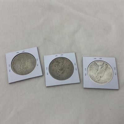 .184. COINS | 3 Peace Dollars | 1922 P D S | Circulated
