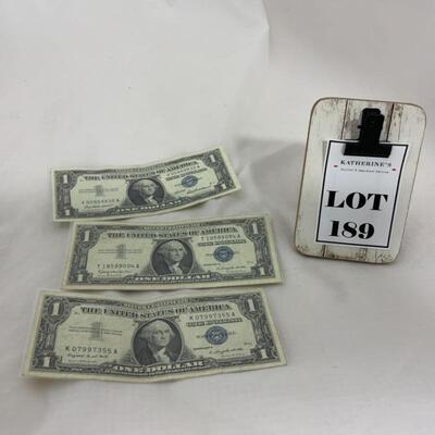 .189. CURRENCY | Three Silver Dollar Certificates | 1957 A & B